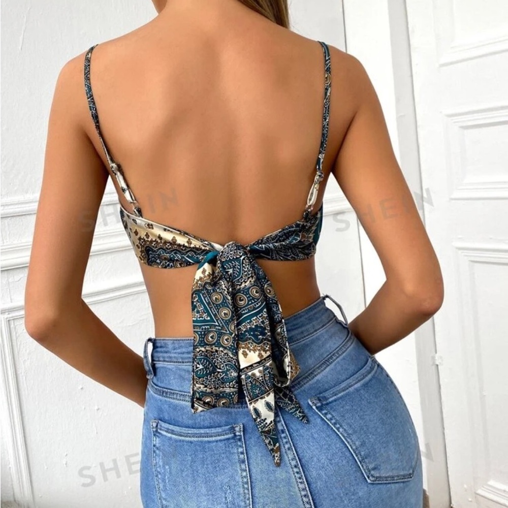 NWOT Paisley Crop Top - Picture 2 of 2